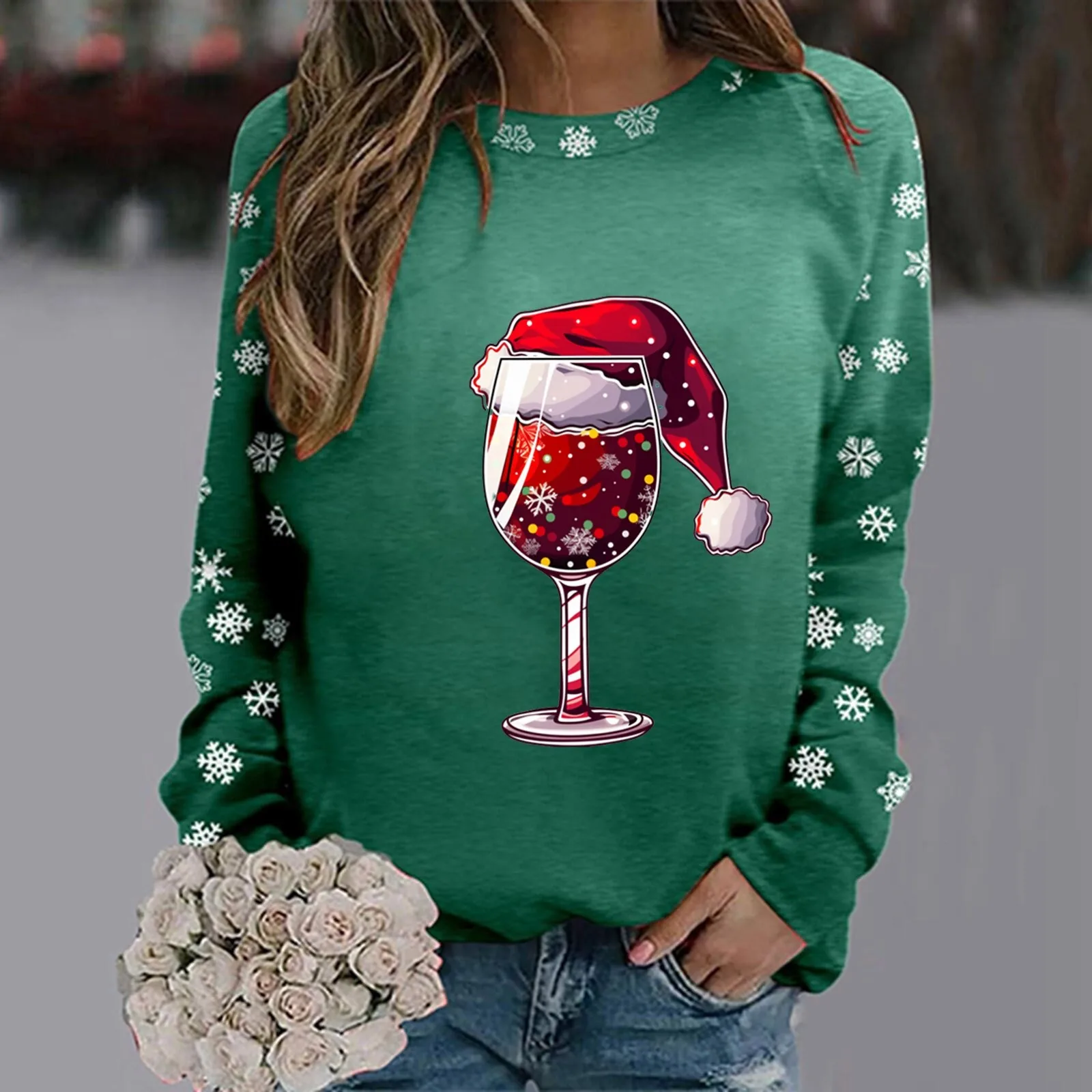 

Fleece Pullover Women Women's Christmas Printed Crew Neck Sweatshirt Long Plain Sweatshirts Women Womens Sports Jackets Zip up