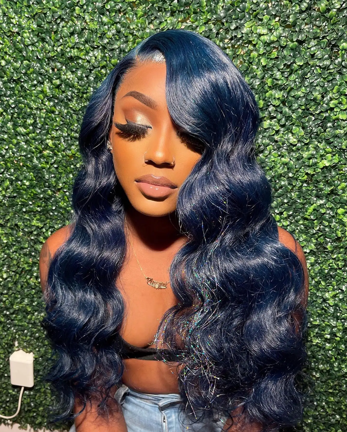

Long Blue Colored Human Hair Wigs Lace Front Wig For Black Women Brazilian Remy Wavy Lace Frontal Wig Transparent Wigs