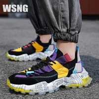 wsng mens shoes large size lightweight flying woven casual shoes contrast color breathable wear resistant mens sports shoes