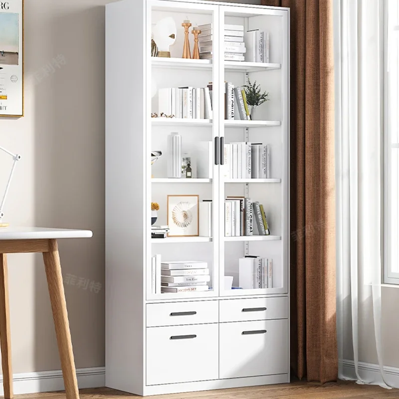 Домашний пыленепроницаемый книжный шкаф ящики стеклянные двери кремовый стиль
