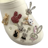 1pc cute rabbit animal croc charms fashion girls jewelry metal shoe charms for clogs ornaments sandals decoration