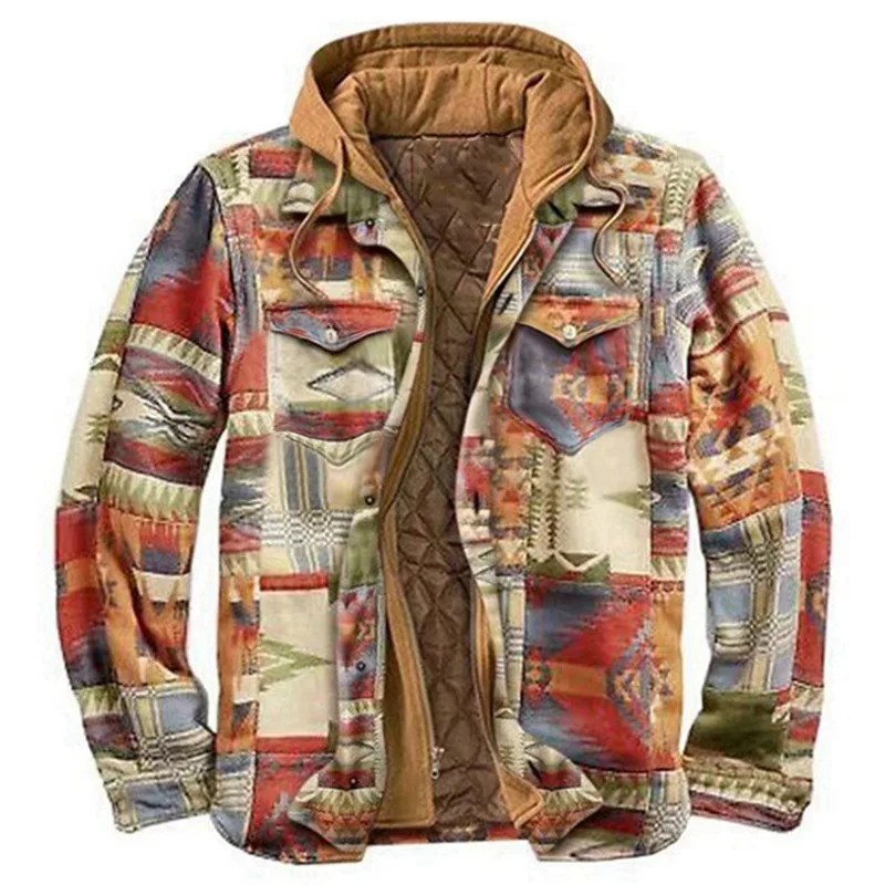 Non-positioning printed hooded jacket coat autumn/winter thick plus size cotton coatmen fashion wind breaker jacket men S-5XL