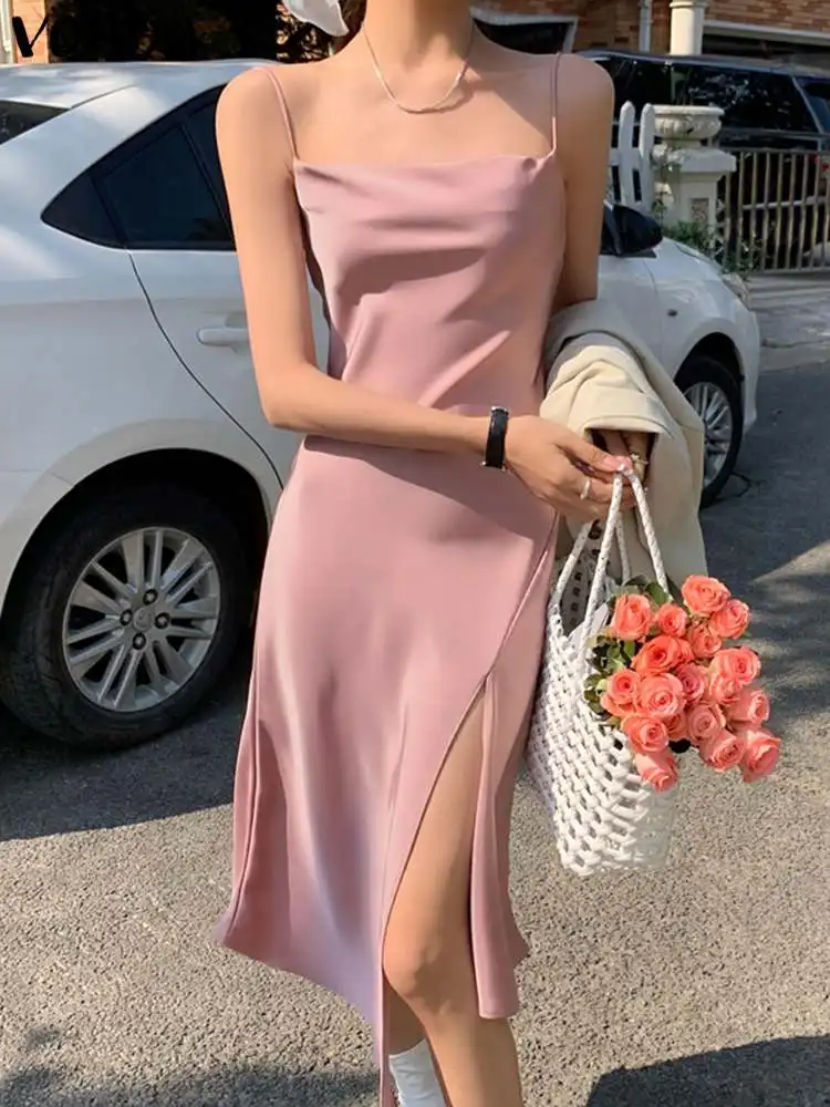 Women Sexy Evening Dress VONDA 2022 Sleeveless High Slit Swing Collar Satin Party Dress Irregular Hem Spaghetti Straps Vestido
Women Sexy Evening Dress VONDA 2022 Sleeveless High Slit Swing Collar Satin Party Dress Irregular Hem Spaghetti Straps Vestido