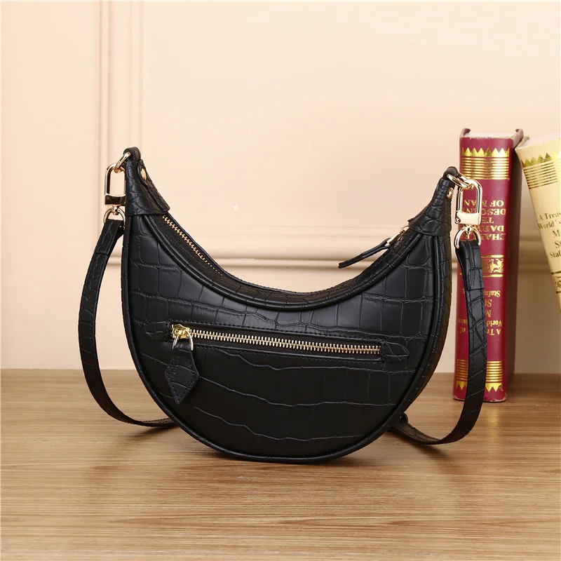 Новая крокодиловая кожа гороховая подмышка французская модная лунная сумка