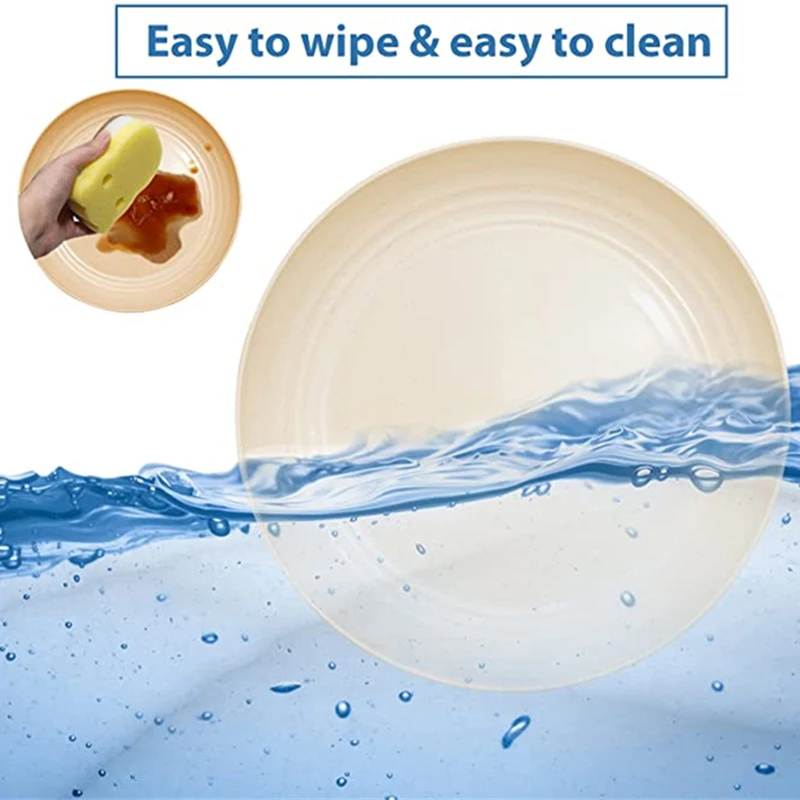 4Pcs Eco-Friendly Biodegradable Unbreakable Dinner Plates Set Wheat Straw Restaurant Specialty Saucer Plastic For Picnic Dishes | Дом и сад