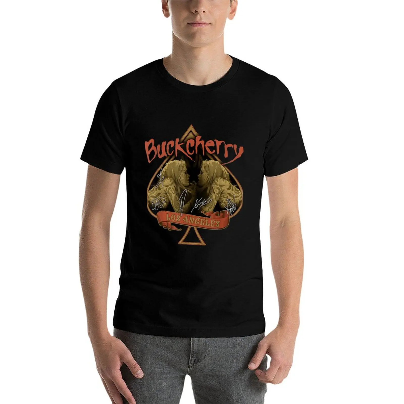 Фото Винтажная футболка Buckcherrys Warpaint Legend 70s Limited Design, мужские футболки, облегающие мужские футболки, забавная футболка с графическим рисунком №3