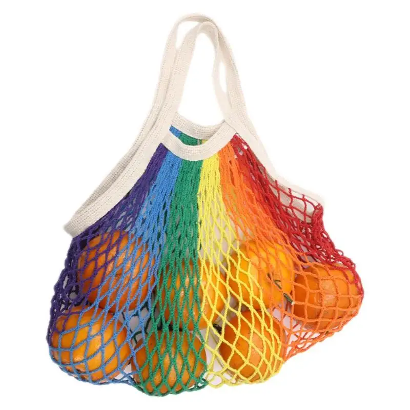 

Cotton Mesh Bag Portable Reusable Mesh Shopping Bag Fruit Vegetable Storage Bag Handbag for Grocery Vegetable Fruit Toy Books