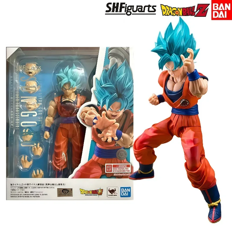 Фото В наличии 100% оригинальная фигурка Bandai SHFiguarts Dragon Ball Z Super Saiyan Blue Goku, коллекционная аниме-фигурка, украшение для рабочего стола, подарок. №1