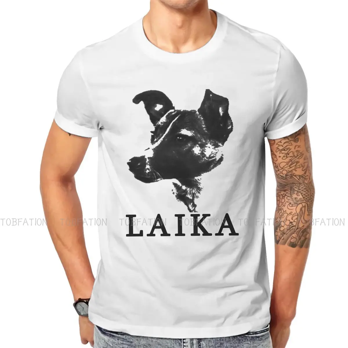 

Футболка Laika с изображением коммунистической собаки, Классическая Альтернативная Высококачественная футболка, свободная мужская одежда с ...