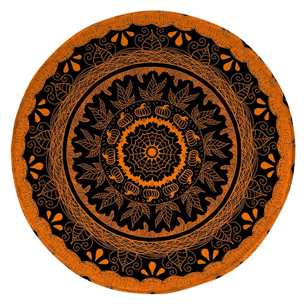 

CLOOCL Beautiful Pattern Round Rug Retro Datura Floor Mats 3D Graphic Carpets for Living Room Area Rug Flannel Coffee Table Mat
