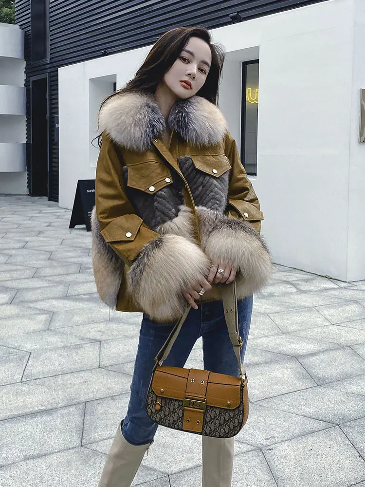 Fur down Jacket Women's Short Winter New Fox Fur Mink Young Genuine Leather Fashion Korean Coat