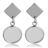 10pcs stainless steel diy earrings blank base cabochon bezel settings fit 6 8 10 12 14 16 18 20 25 mm jewelry accessories