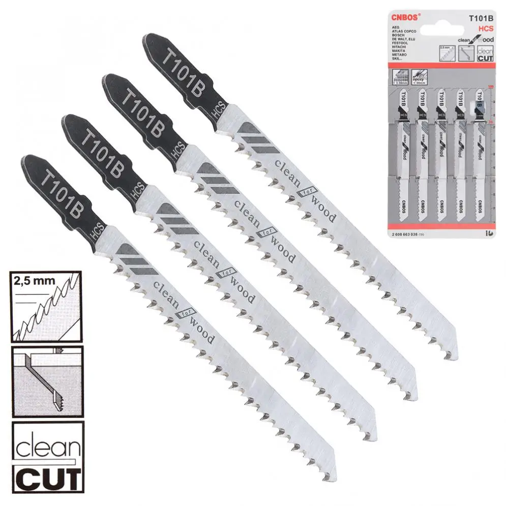 HCS 6T Jig Saw Blades 5pcs/lot  High Carbon Steel Reciprocating for Fast Cutting Straight Cutting Jigsaw Blades Woodworking Tool