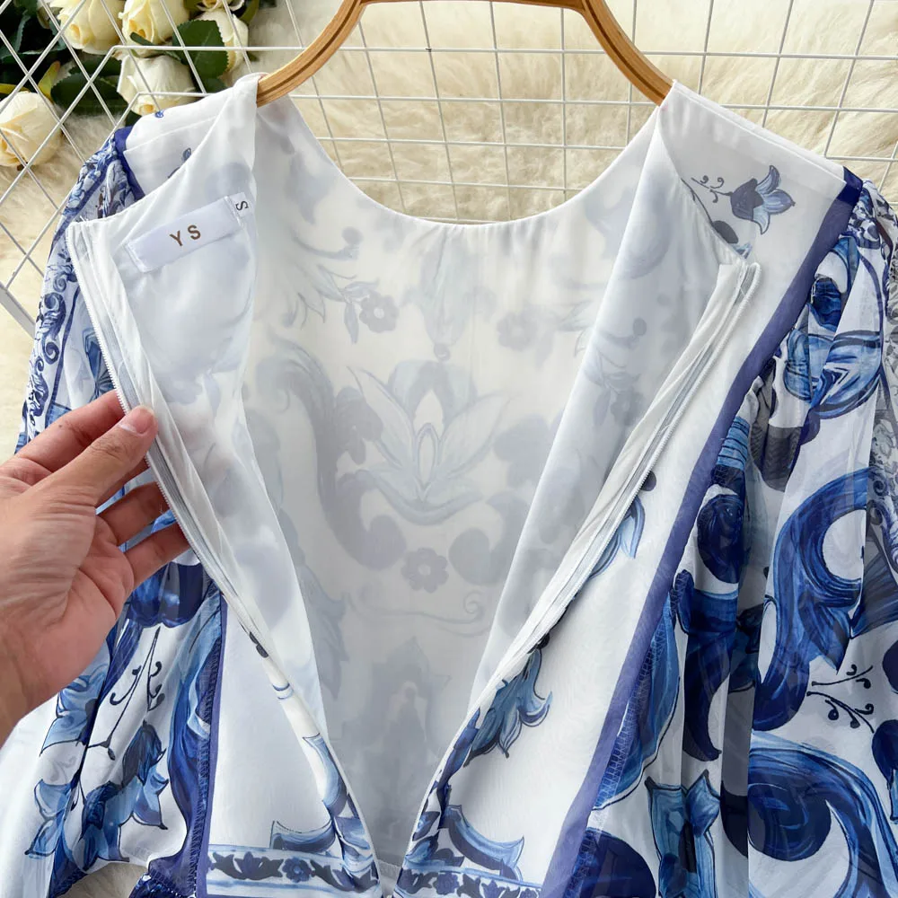 Женское шифоновое платье-трапеция в стиле ретро с круглым вырезом и