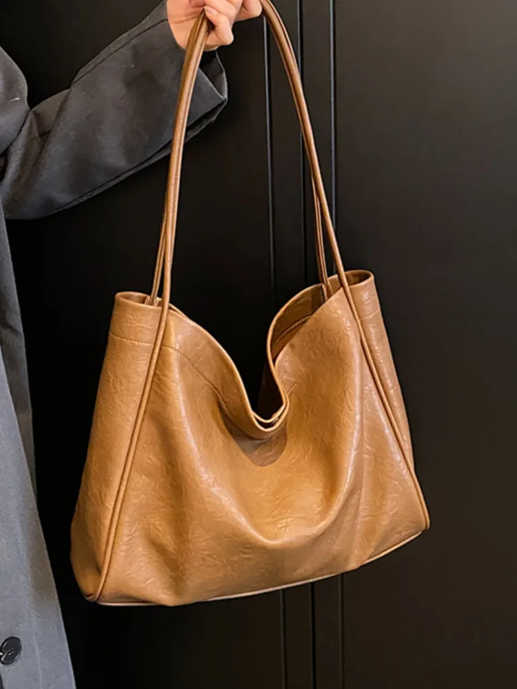

Простые вместительные сумки на плечо для женщин 2023 зимние модные сумки и кошельки из искусственной кожи женская дизайнерская сумка через плечо