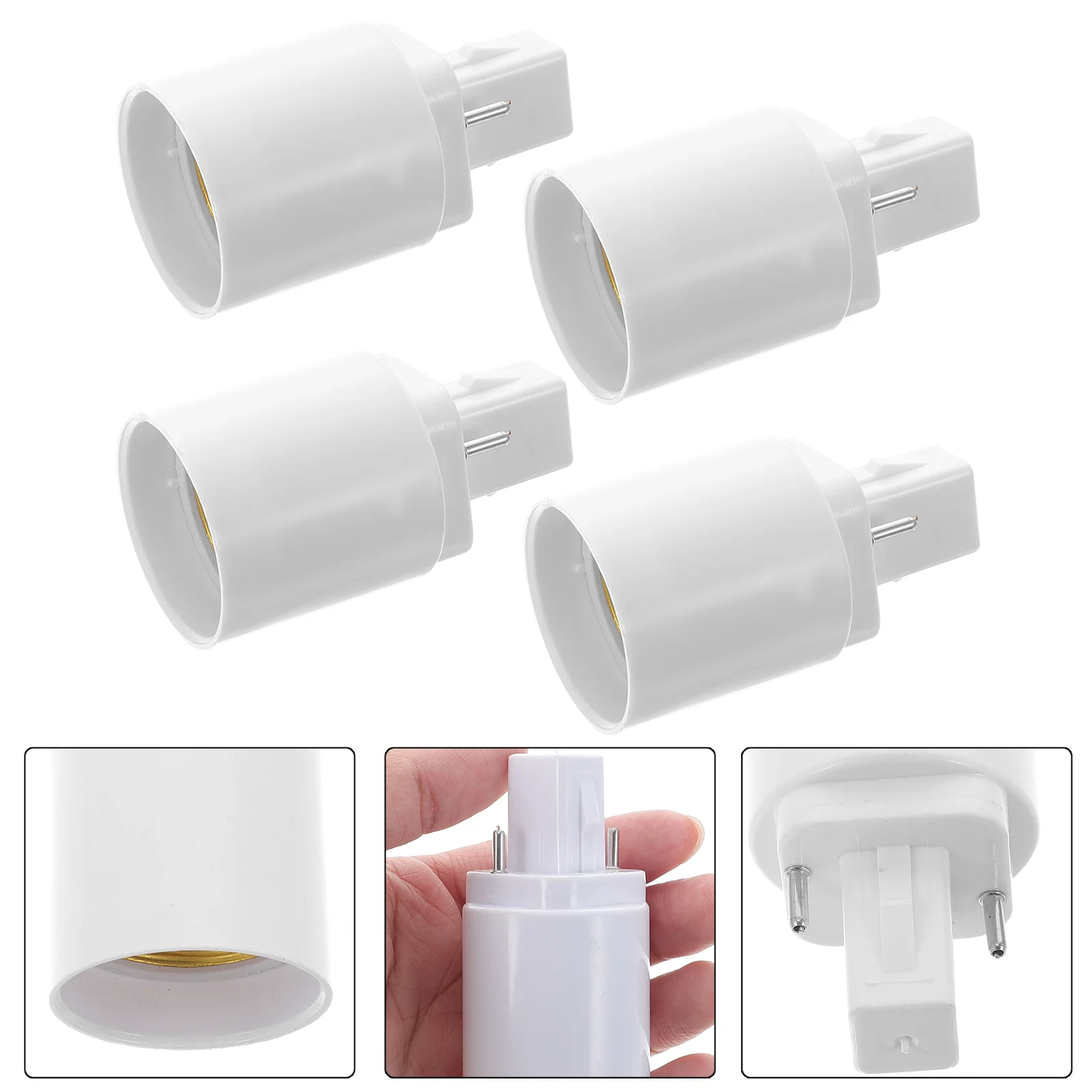 

4 Pcs G24d Conversion Lamp Head E27 Light Bulb Adapter Converter Socket Bracket Plug [Metal Material]: Nickel-plated Copper