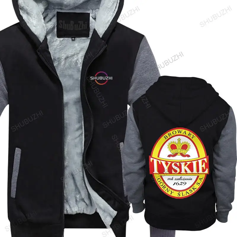 

mens vintage fashion hoodies winter cotton zipper hoody Tyskie Polish beer TYSKIE male brand thick hooded coat funny sweatshirt