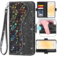 sequin glitter flip cover leather wallet phone case for oneplus n20 10 pro nord ce 2 n10 n100 n200 8t8t9r 9rt 5g shockproof