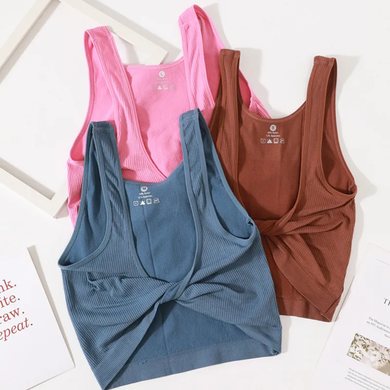 

Women Seamless Underwear Tank Top Sexy Deep V Cropped Women Streetwear Bralette Off Shoulder Summer Camisole