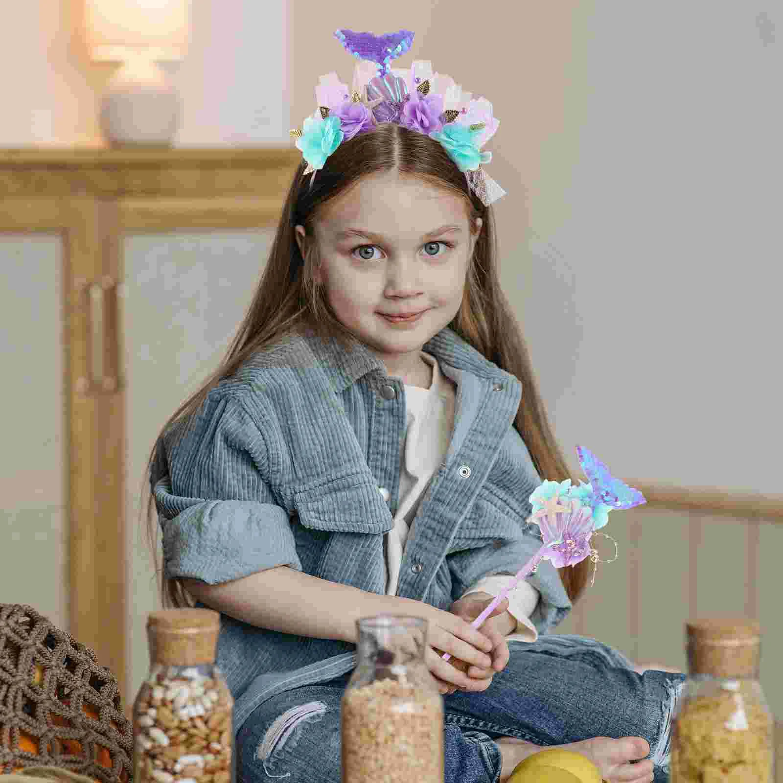 Портативная повязка на голову с русалкой повязки для девочек костюм косплея