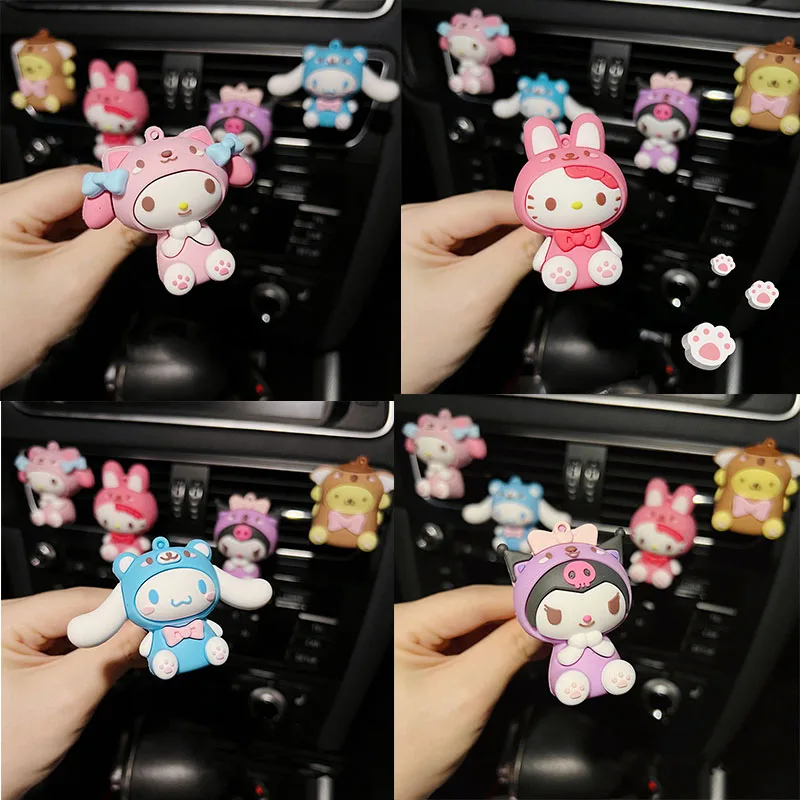 

Kawaii Sanrio Hello Kittys Kuromi Melody Cinnamoroll Car Air Freshener Anime Perfume Diffuser Car Vent Clip Car Decoration Gift