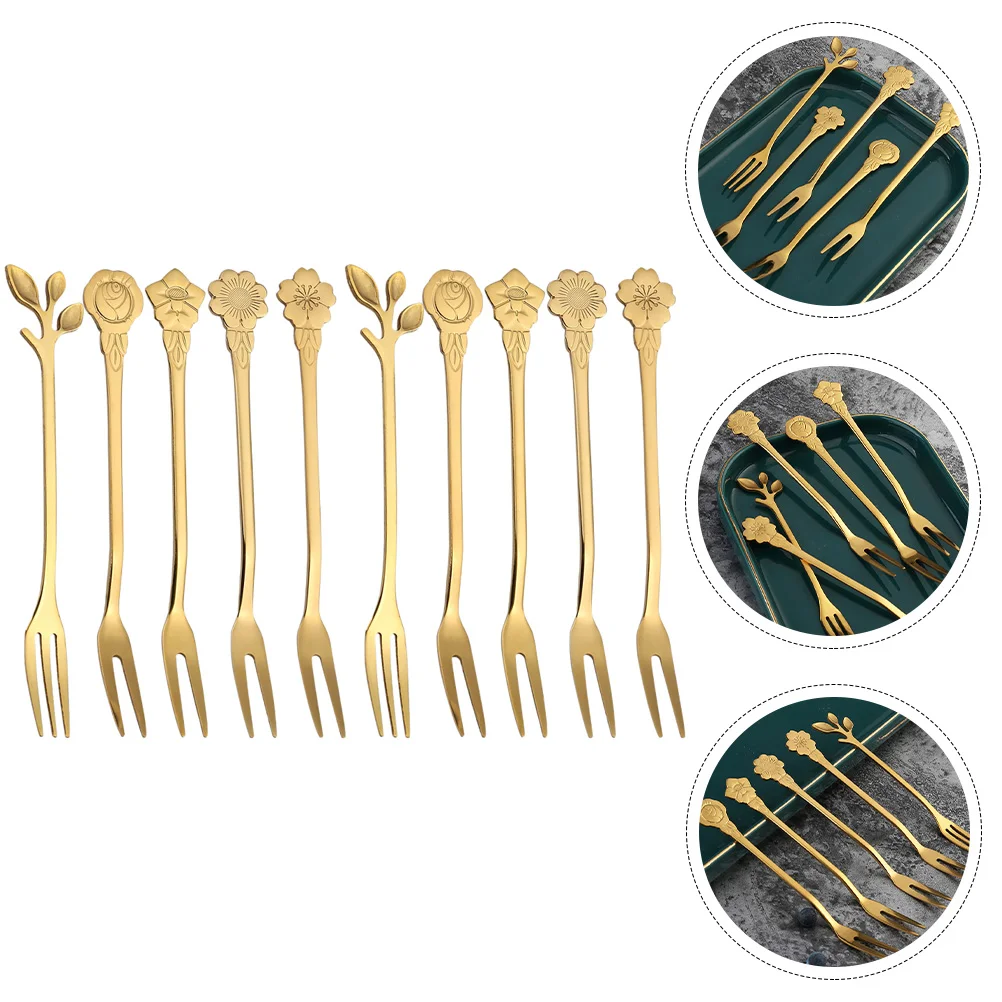 

Forks Fork Dessert Fruit Mini Appetizer Picks Cocktail Salad Year Cake Equipment Toddler Old Steeltasting Small Flatware Pastry