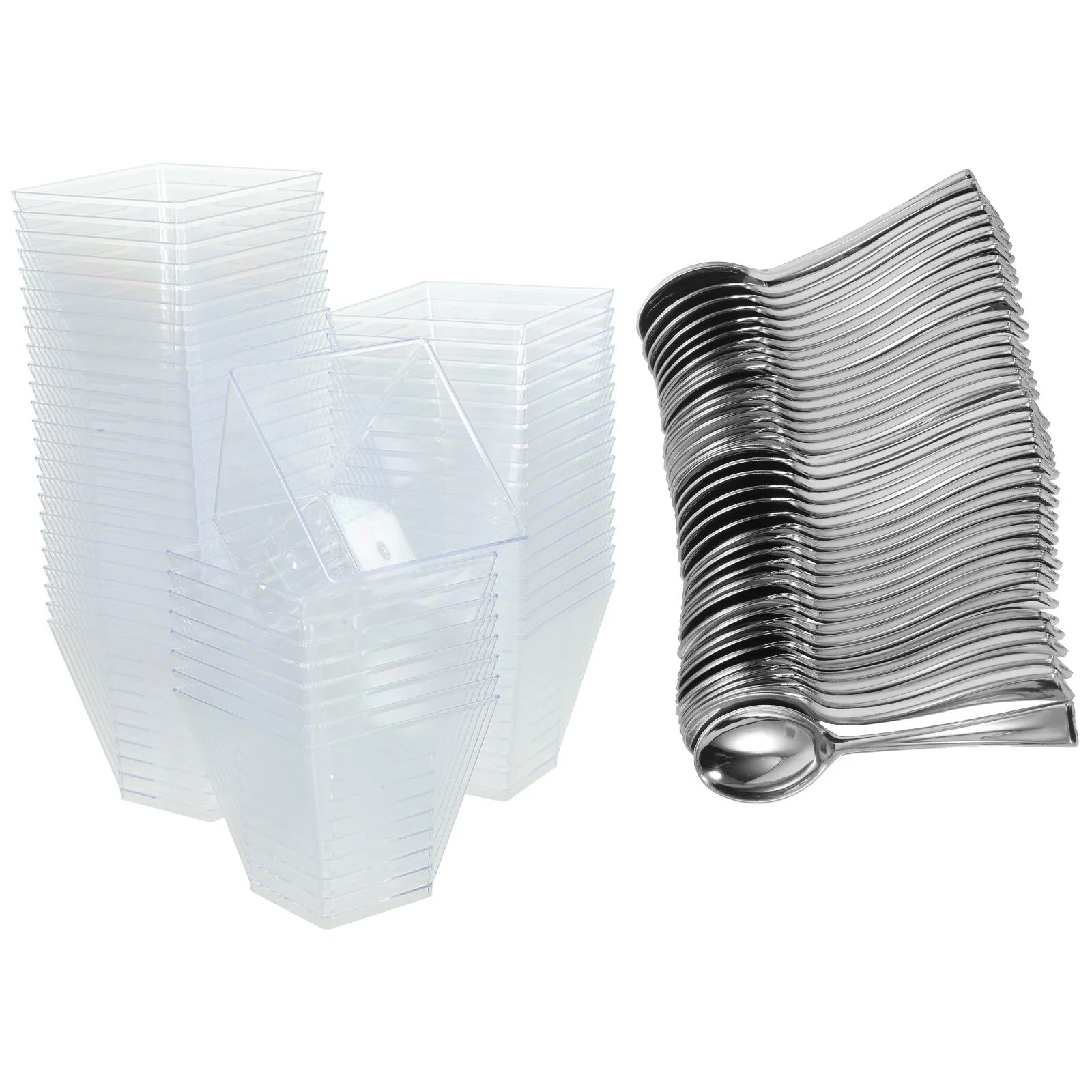 

20 шт. компактная чашка для пудинга вечерние прозрачные десертные чашки ложка многофункциональные принадлежности прозрачный мусс