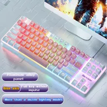 SKYLION H87 유선 기계 키보드 10 종류의 다채로운 조명 게임 및 Microsoft Windows 및 Apple IOS 시스템 용 사무실