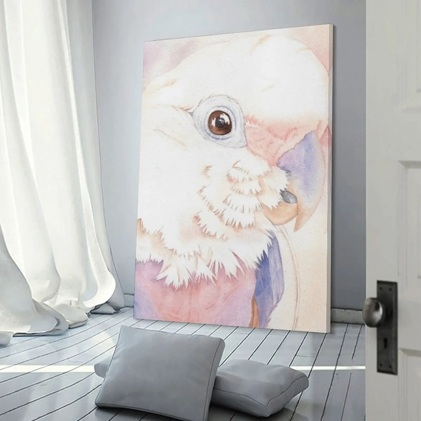 Goffin Tanimbar Corella Cockatoo акварельный портрет имя попугая Buckley холст живопись плакат