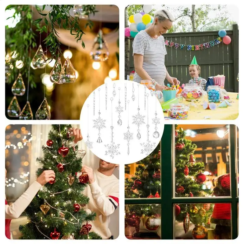 Акриловые снежинки сосульки 16X прозрачные акриловые подвески рождественские