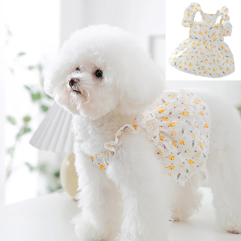 

Sweet Floral Dress Pet Dog Clothes Summer Princess Dress for Small Medium Dogs Cat Tutu Wedding Party Sling Skirt Pet Clothing