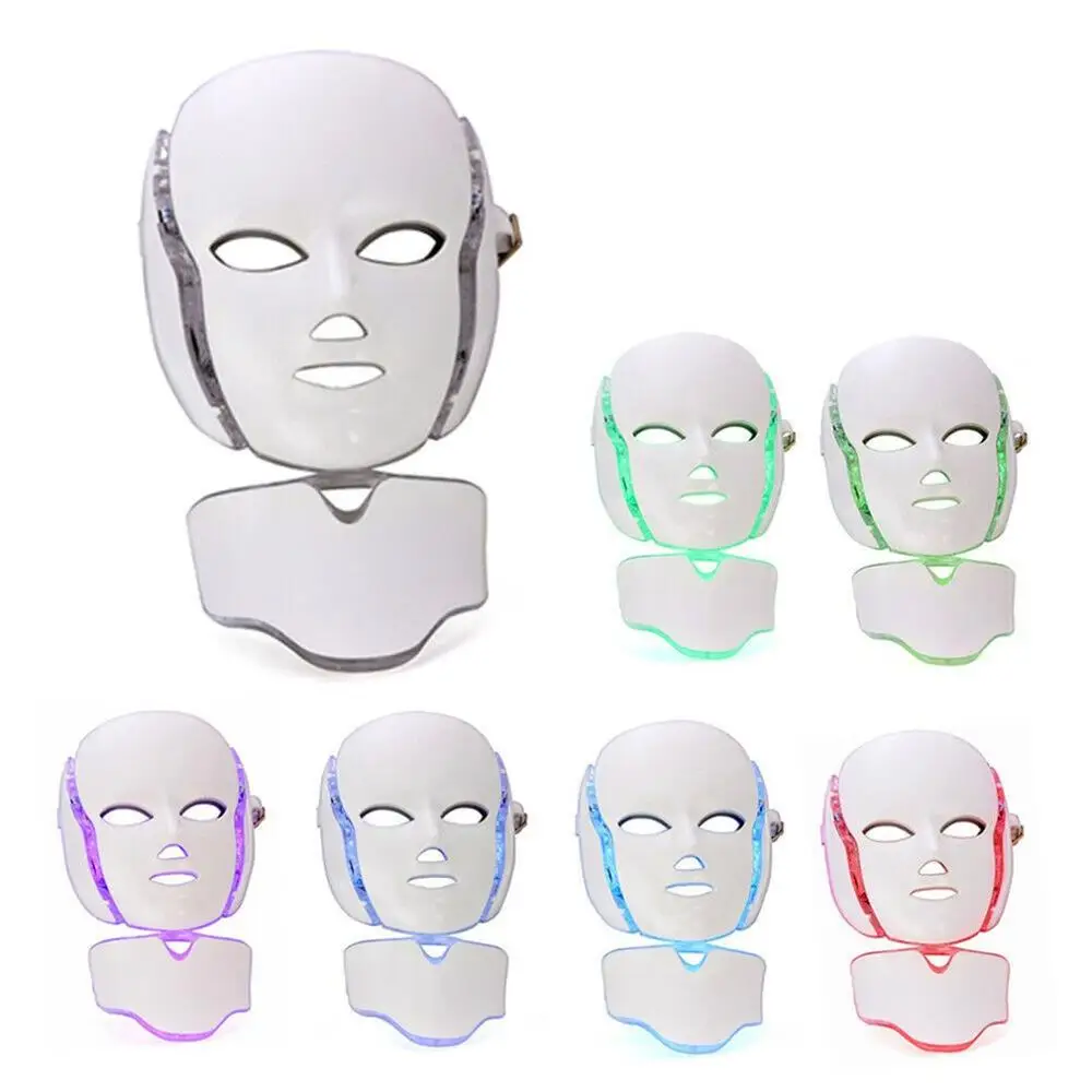 7 Color LED Facial Mask Photon Skin Rejuvenation Therapy Face Neck Mask Infrared Light Whiten Repair Skin Acne Removal Mask