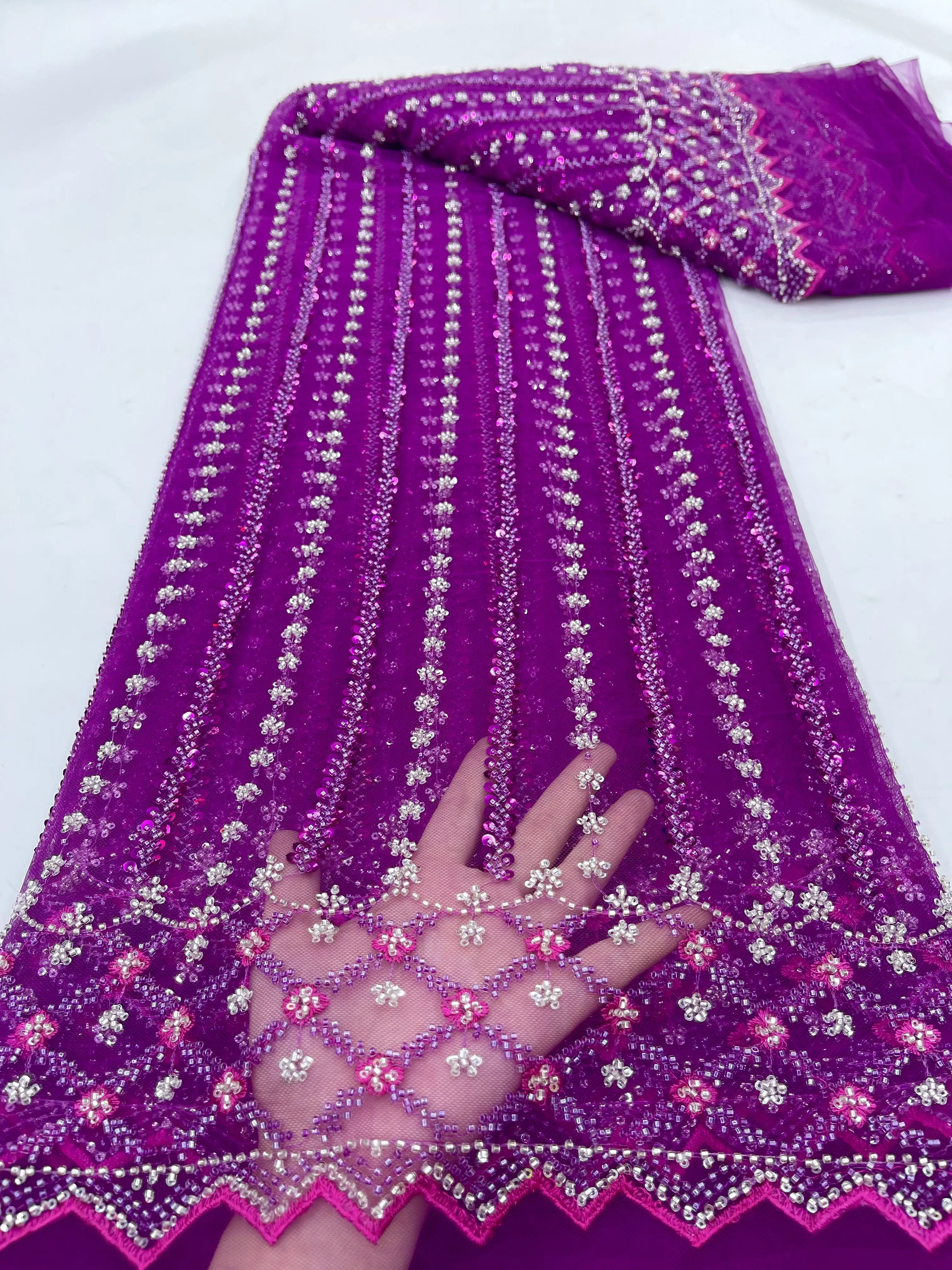 Роскошная нигерийская кружевная ткань ручной работы 2024