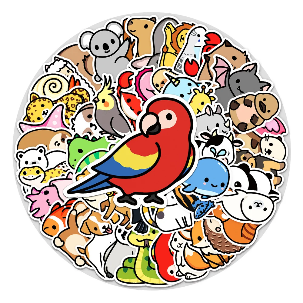 

10/30/50PCS Cartoon Animal Personalized Graffiti Waterproof Sticker Cute Children DIY Mobile Phone Case Trunk Water CupWholesale