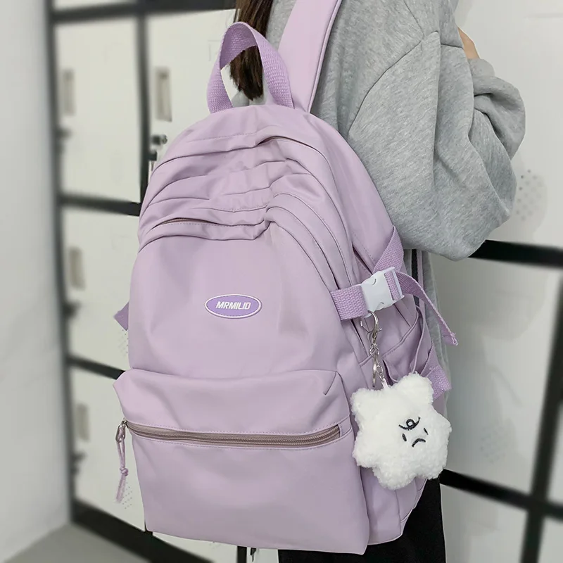 

Girl Purple Travel Waterproof School Bag Women New Nylon Laptop Book Bag Trendy Fashion Cute Female Ladies College Backpack Cool