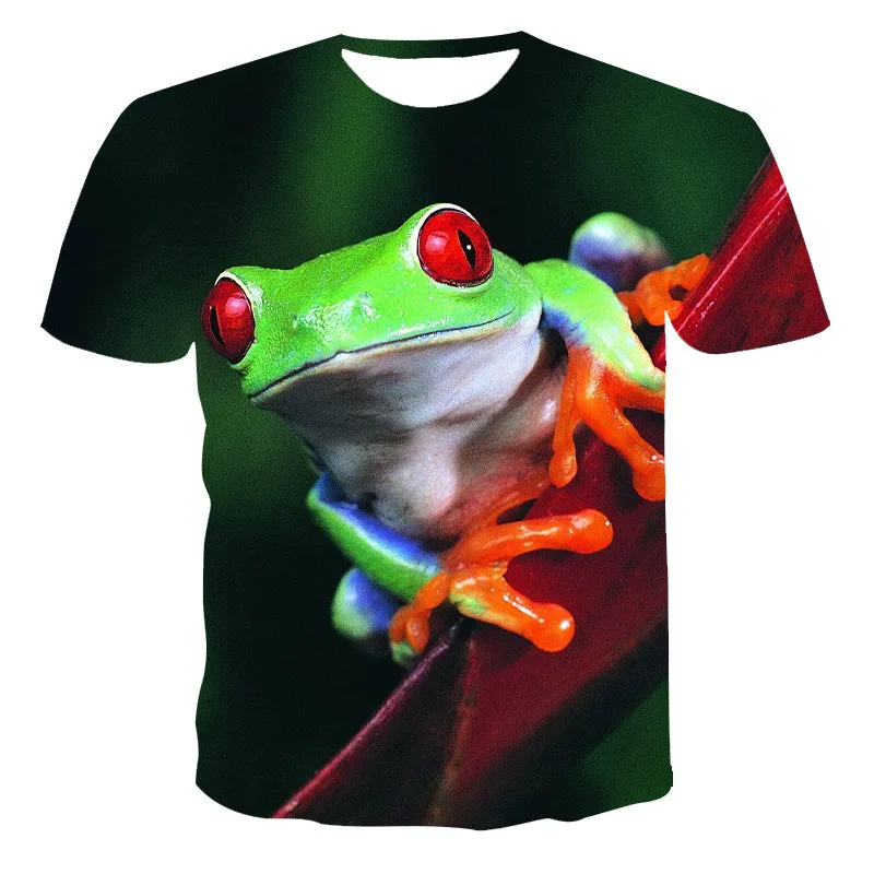 

New 3d Animal Print Short Sleeve T Shirt Men Ladies Kids Frog Pattern O Neck Street Breathable Lightweight Summer Sports Top