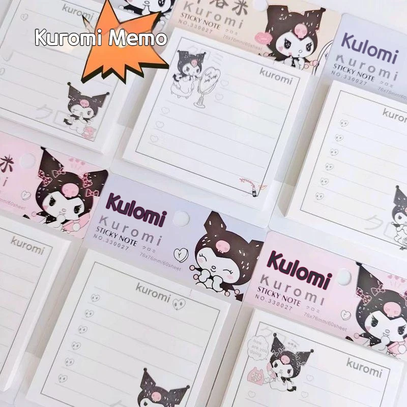 

4pcs Sanrio Kuromi Square Sticky Notes Cartoon Anime Family Sticky Notes 60 Pages Students Kawaii Memos Children Lovely Gifts