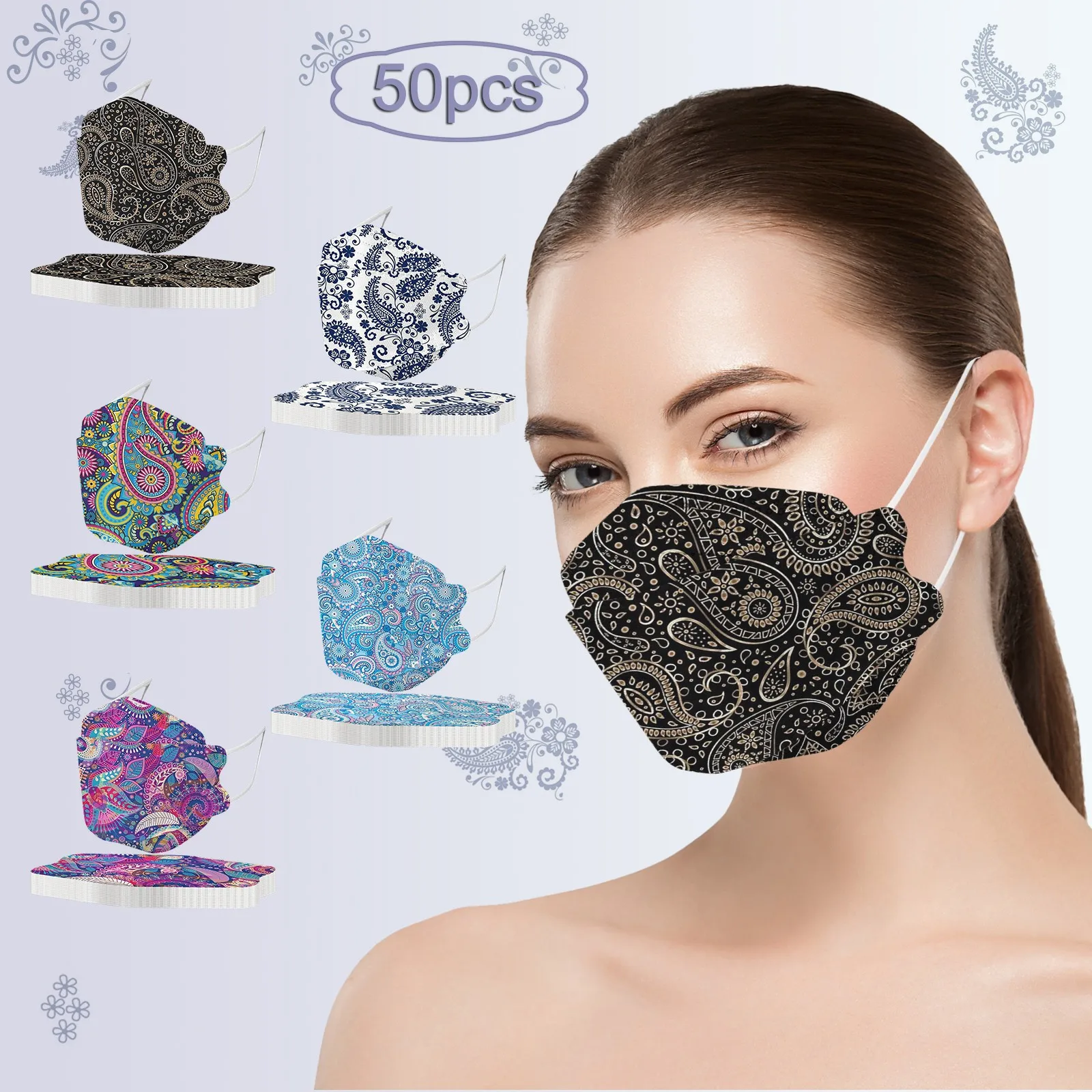 

Маска Mascarilla одноразовая для лица, Маска для взрослых, брендовая, 4-слойная, в рыбьем стиле, для Хэллоуина, косплея, 10 шт.