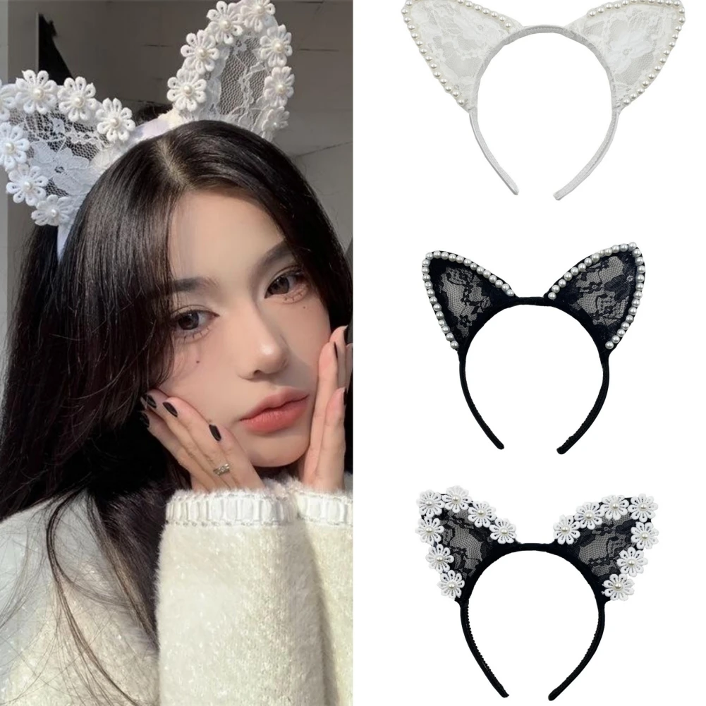 

Lace Face Wash Headband Headwear Cat Ear Hair Accessories Hair Accessories Animal Ear Headband Women Fashion