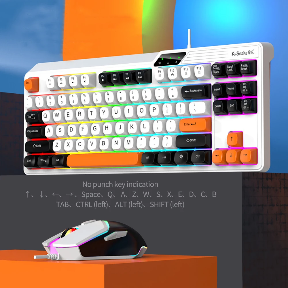 Проводная Механическая USB клавиатура K87 с шариковой крышкой игровая цветным