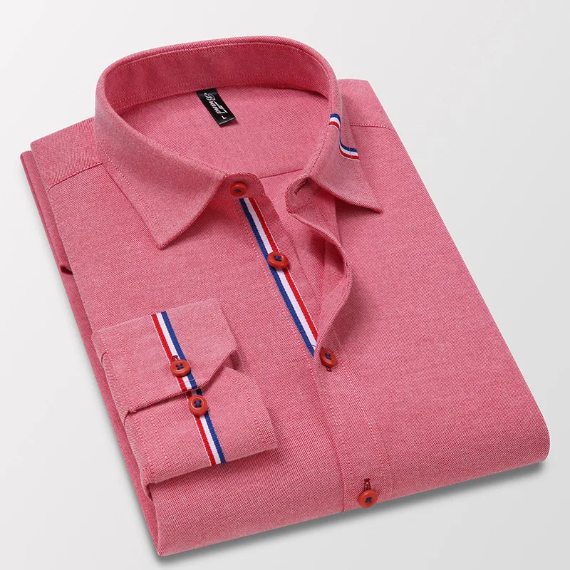 Autumn new men's shirt Oxford spinning solid color iron-free long-sleeved business casual anti-wrinkle fashion and comfortable