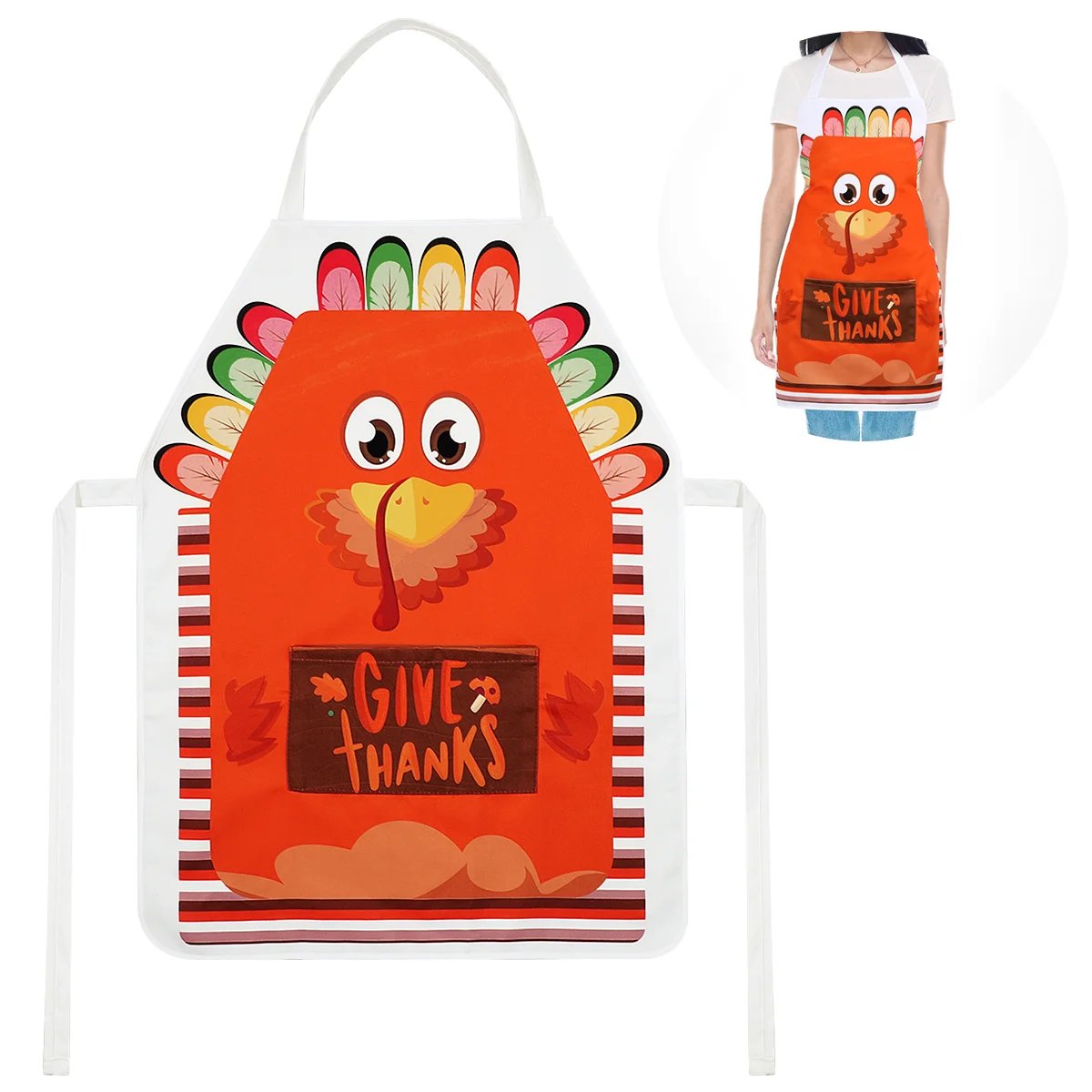 

Apron Thanksgiving Aprons Turkeycooking Christmas Pinafore Tieslong Chefhanging Neck Waterproof Adults Bulk Funny Party