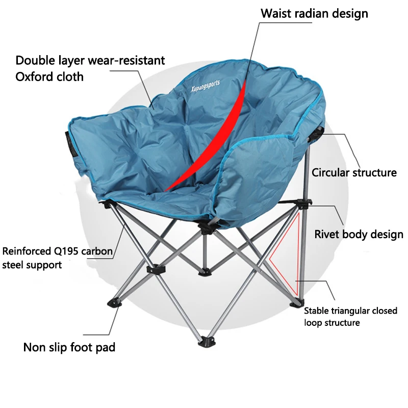 Outdoor Camping Folding Chair Max Load 150kg Fishing Portable Ultralight Beach Hiking Picnic Seat Home Office Bread |