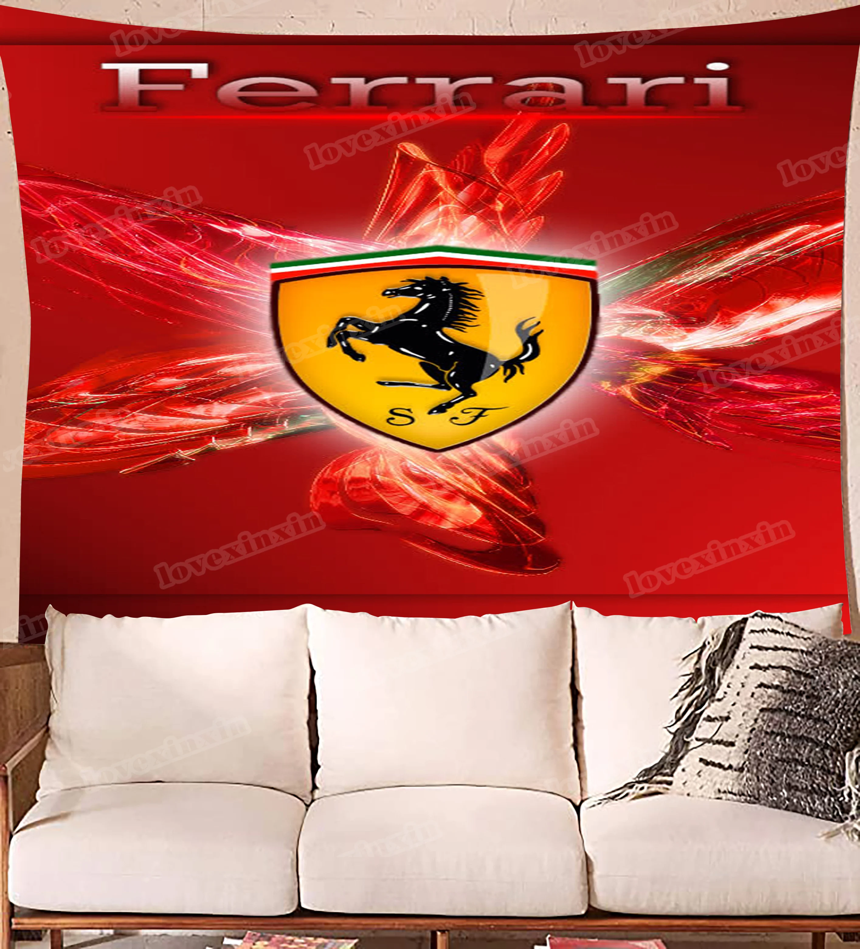 

Ferrari Tapestry Wall Hanging Luxury Tapestry Party Supplies for Party Banner Backdrop Poster Wall Decoration 60x40 Inches