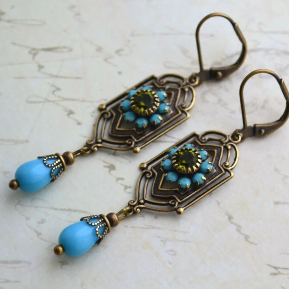 Новые винтажные женские серьги с геометрическим рисунком классические