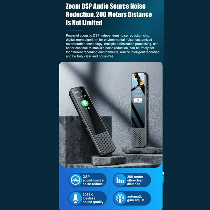 Диктофон BENJIE G6 с динамиком Bluetooth MP3-плеер 32 ГБ диктофон 3072 кбит/с DSP