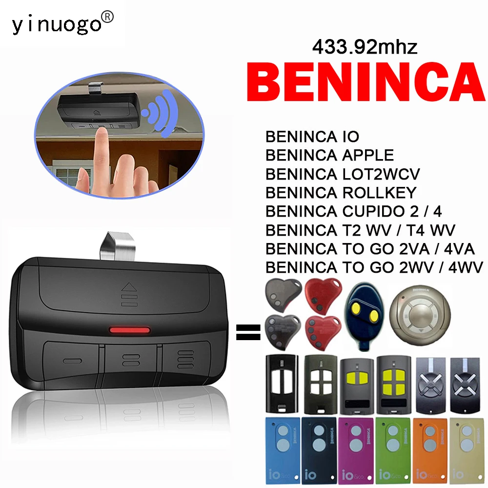 

For BENINCA Remote Control Garage Door Opener 433.92MHz 3-in-1 280MHz-868MHz MultiFrequency Gate Remote Control With Clip