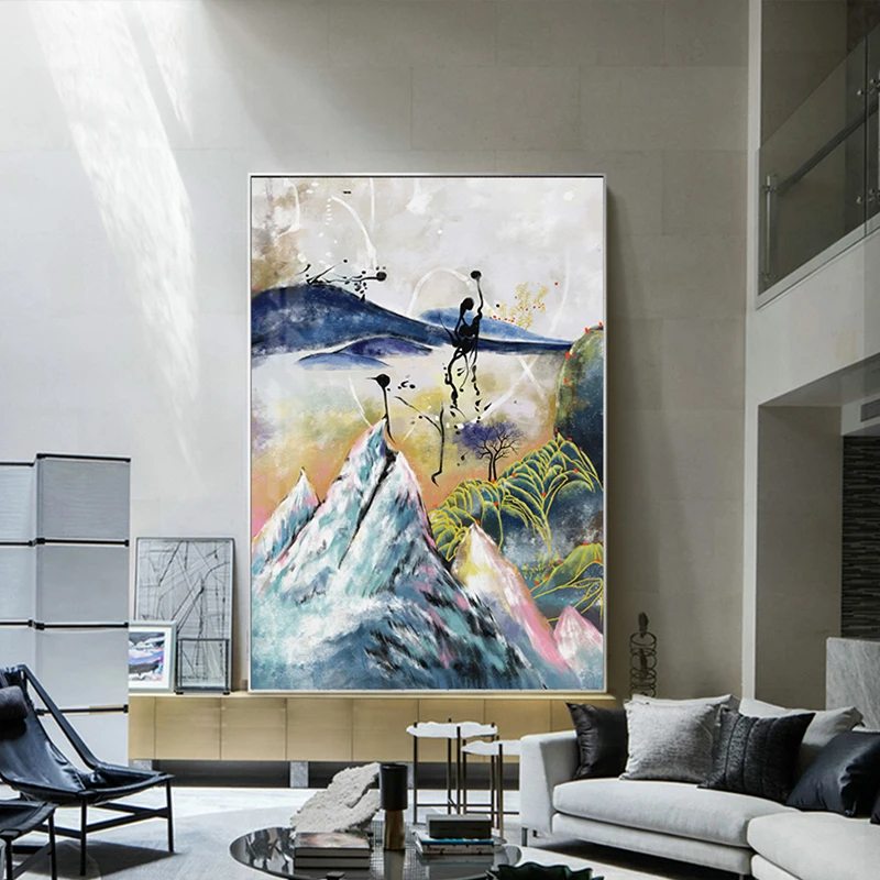 

Chinese Style Poster The Beautiful Rivers and Mountains Canvas Painting Abstract Landscape Wall Art Interior Pictures for Home