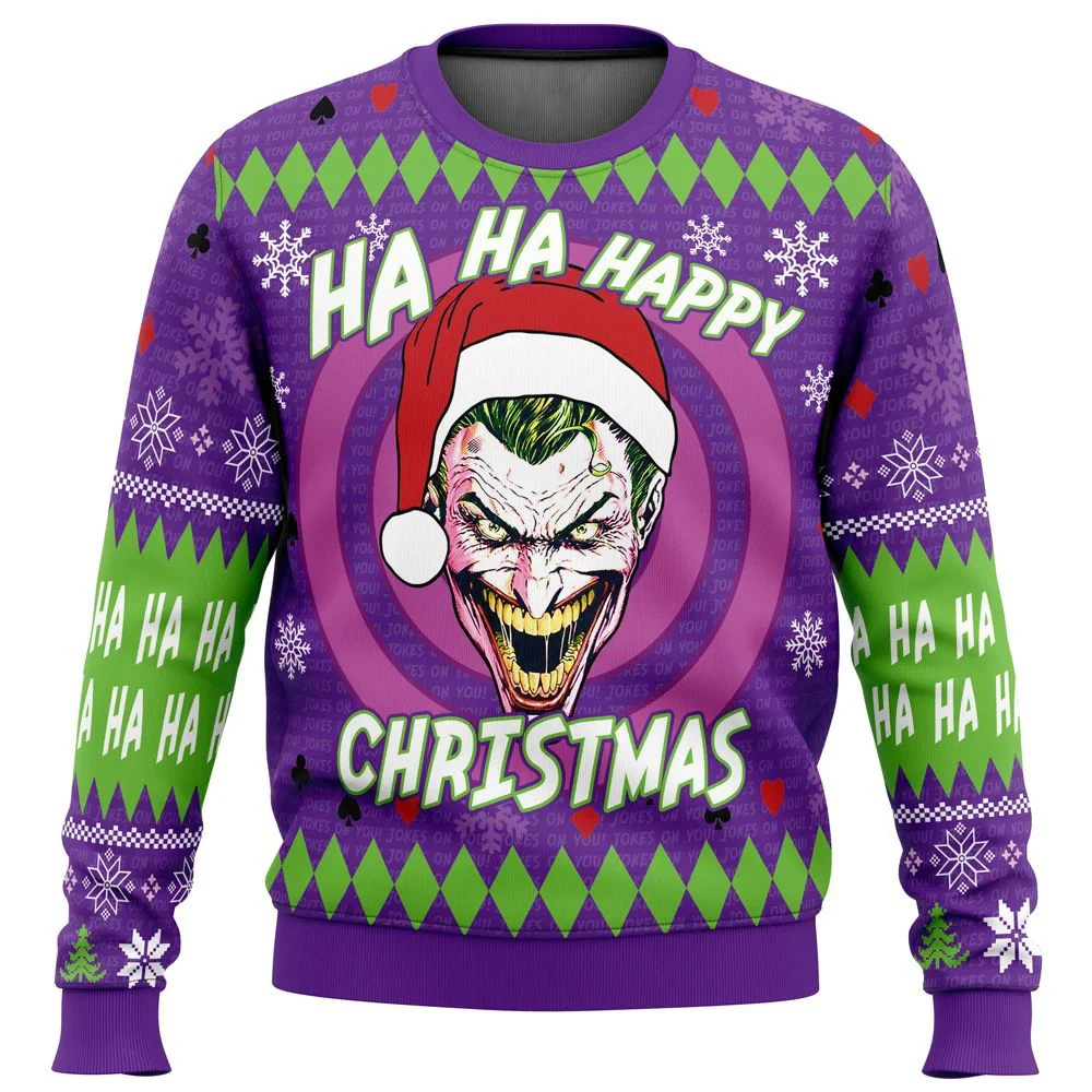 Ha Happy Christmas Joker Sweater Gift Santa Claus Pullover Men 3D Sweatshirt And Top Autumn Winter Clothi