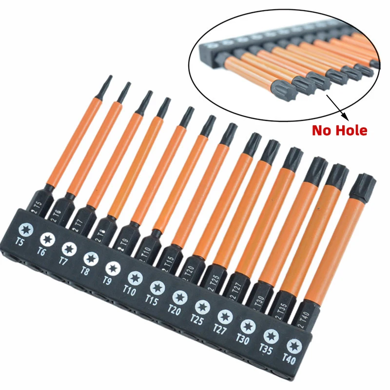 13 шт. 75 мм набор бит Torx T5-T40 устойчивый к несанкционированному доступа звездочек 1/4